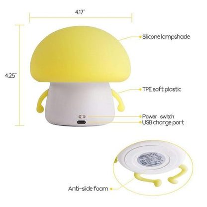 Silicone Touch LED Cartoon Pet Night Light Mushroom Lamp