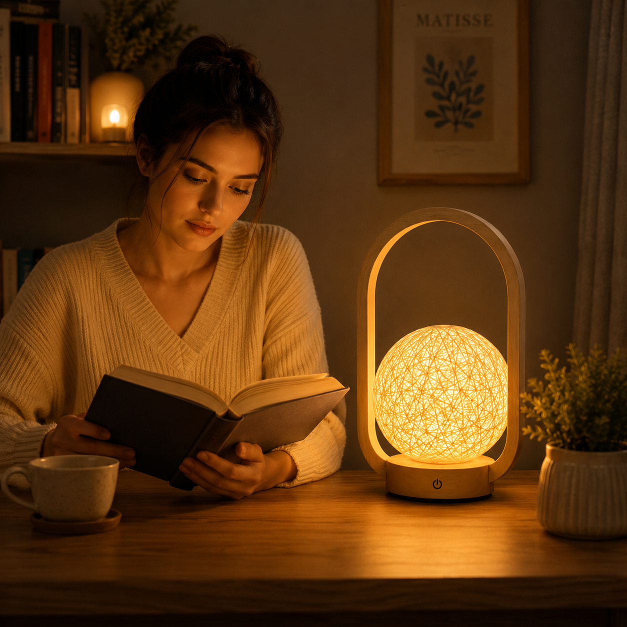 Nordic Rattan Glow Table Lamp