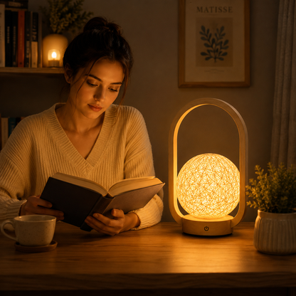 Nordic Rattan Glow Table Lamp