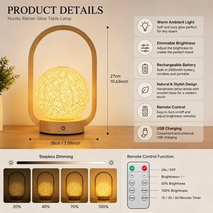 Nordic Rattan Glow Table Lamp