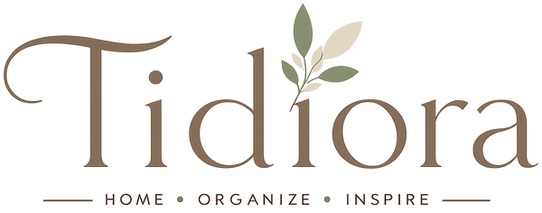 Logo of Tidiora with leaf design on a white background